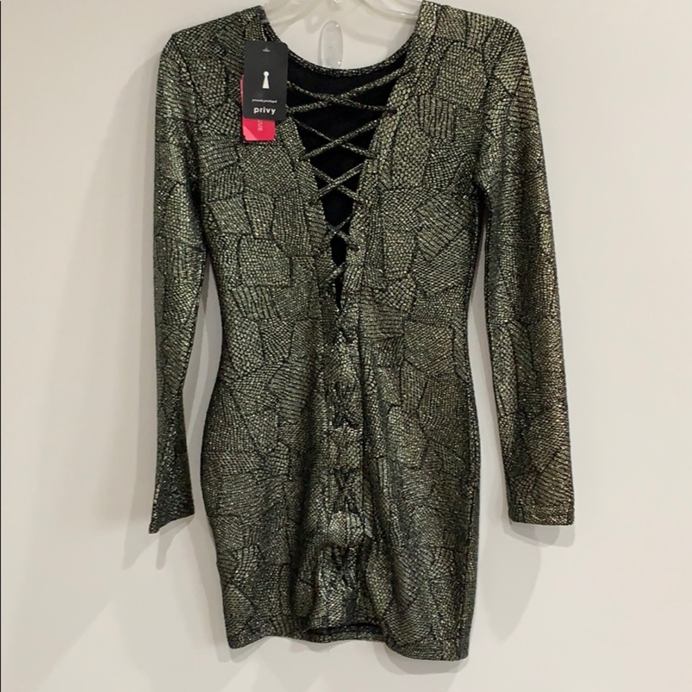 Love Culture Shimmer Lace Up Cocktail Dress